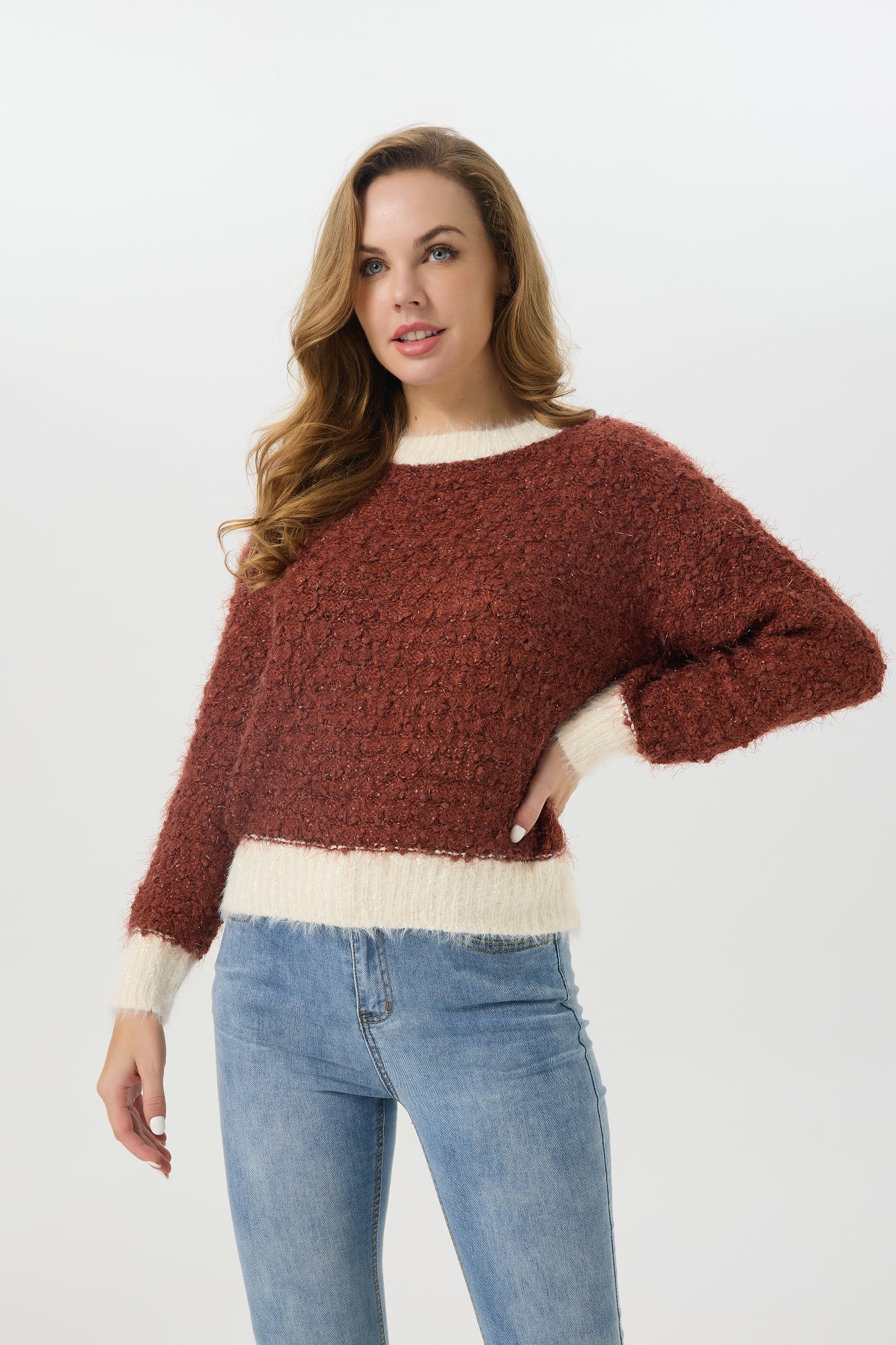 Campus tipped crew sweater