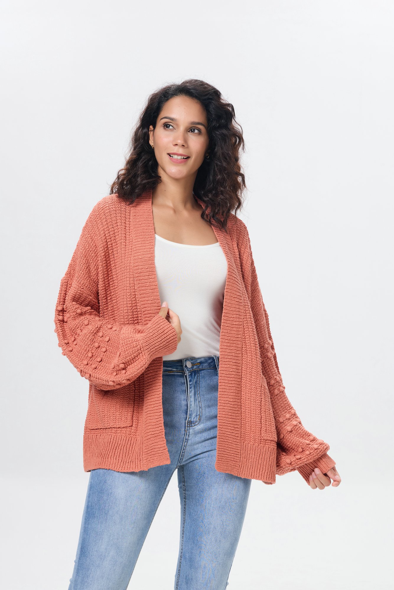 Terrace bobble-knit cardigan