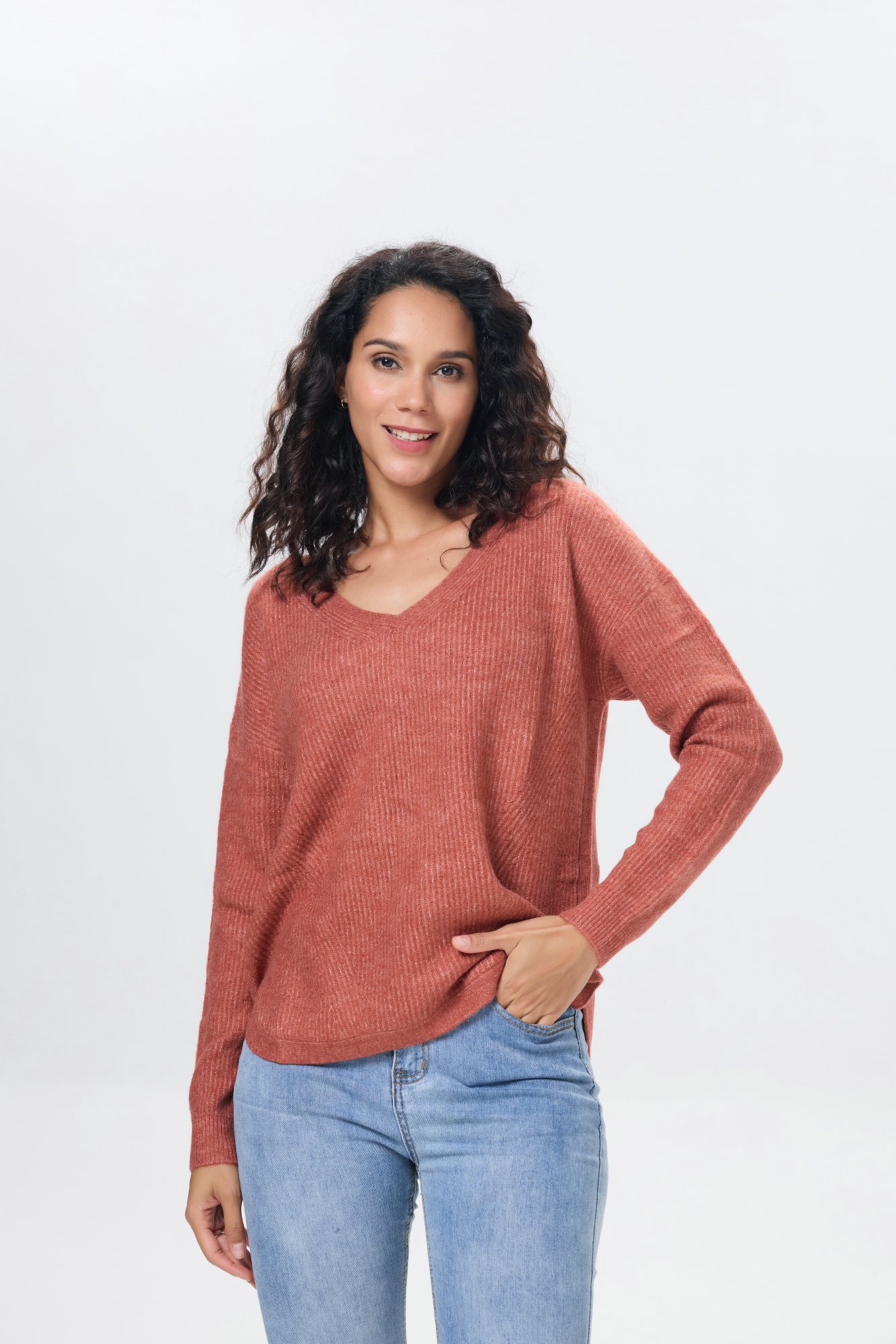 Haze fuzzy V-neck sweater